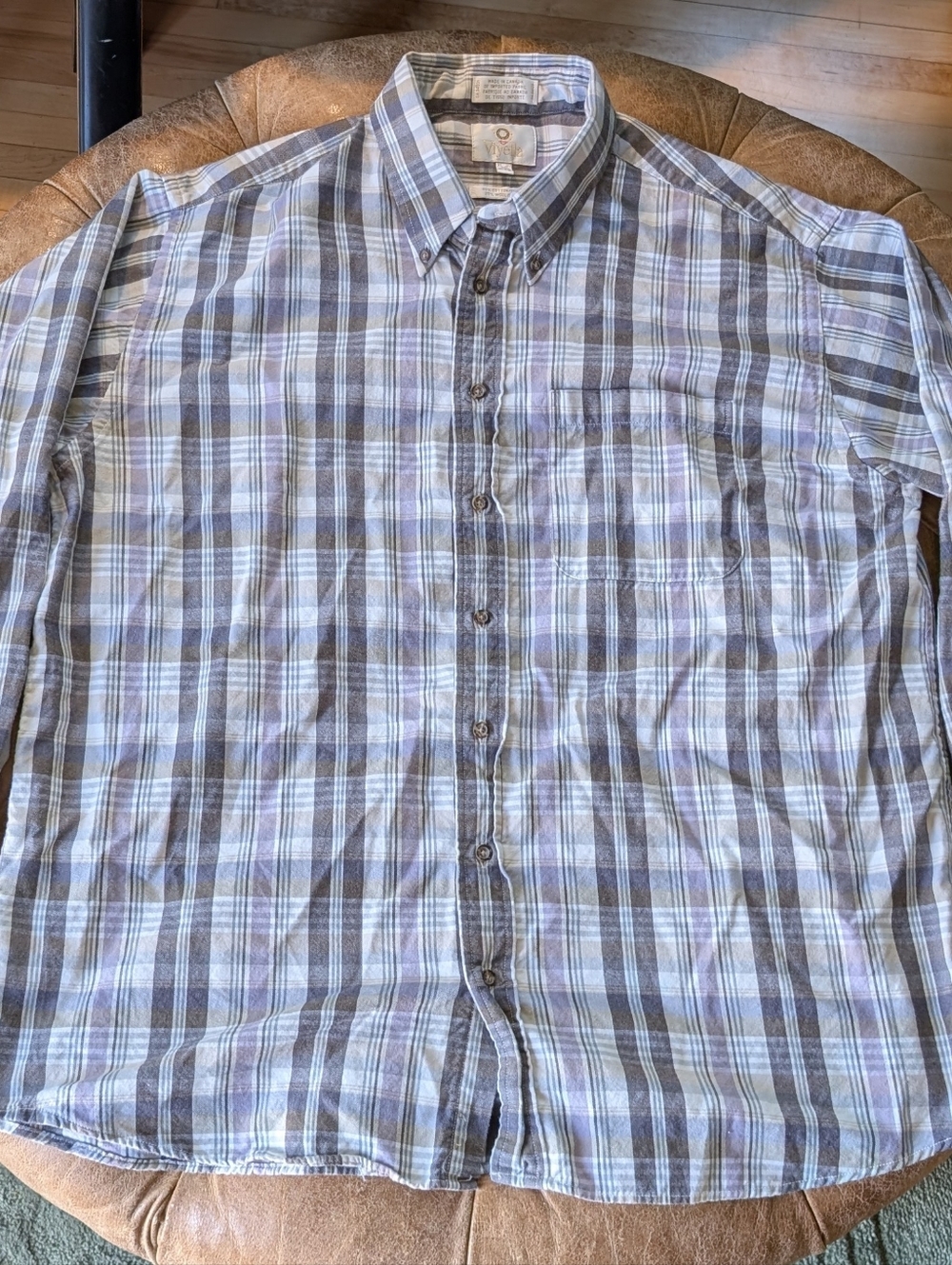 Viyella Vintage Canada Cotton Wool Plaid Button Down Long Sleeve Shirt Size XL - Picture 2 of 8